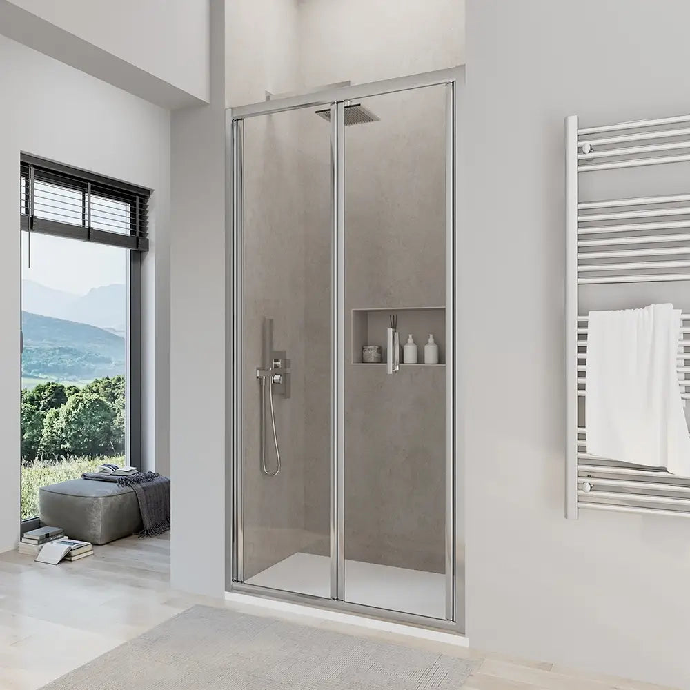 Porta doccia 80 cm apertura a libro vetro trasparente | Capri
