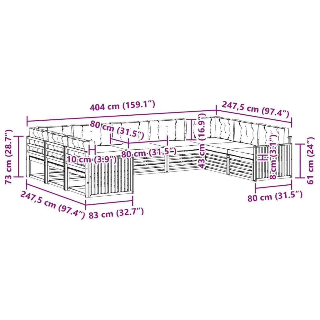 Set di divani da esterno 9 pz Bianco e Beige 3391153