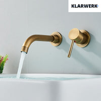 NAVIS | Rubinetteria da bagno montaggio a parete Ottone spazzolato in 2 parti | Miscelatore semplice in acciaio inox rubinetto per hotel  gastronomia