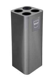 Pattumiera a Bidone da 60 L 30,2x30,2x 82,5 cm 3 Scomparti Tubolari e 1 Vaschetta in Acciaio Inox Satinato