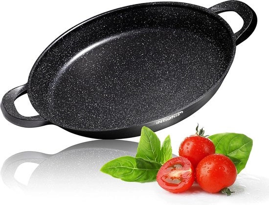 Padella Professionale per Paella | 40cm Padella | Alluminio | Non Aderente con Pietra di Marmo | Senza Chimici | Adatto per Tutti i Fornelli a Induzione, Sicuro per il Forno