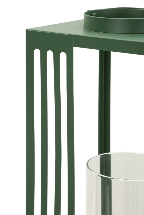 Lanterne Linee Coppia 18,3x18,3x43,5 cm in Metallo e Vetro Verde