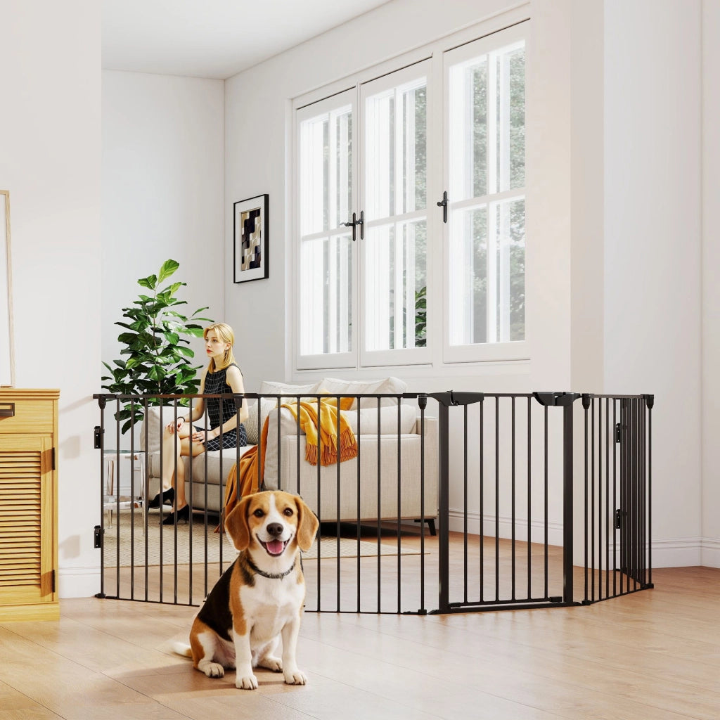 Cancello per bambini e animali domestici ¨C zephmum ¨C nero, metallo, 300x74.5x3 cm
