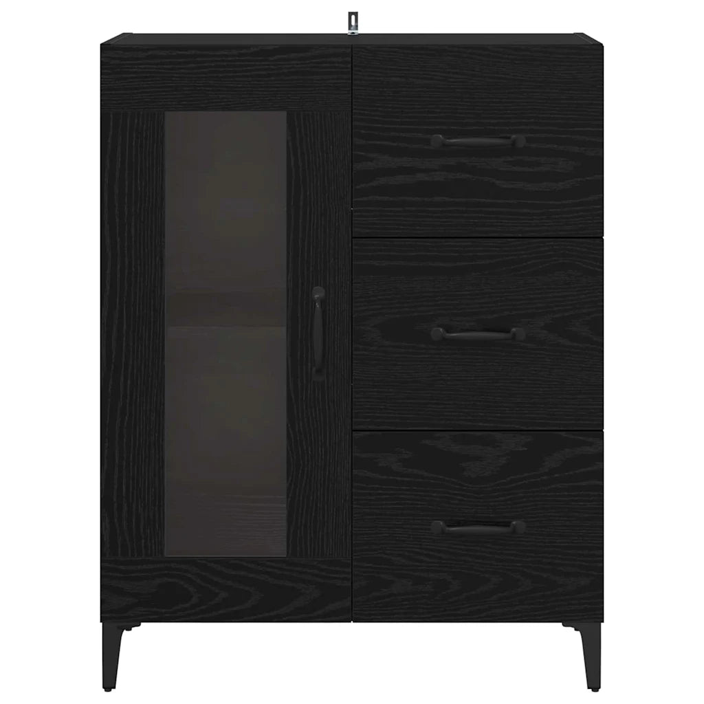 Credenza con Cassetto-Buffet-Armadio da cucina Rovere Nero 69,5 x 34 x 90 cm 377339