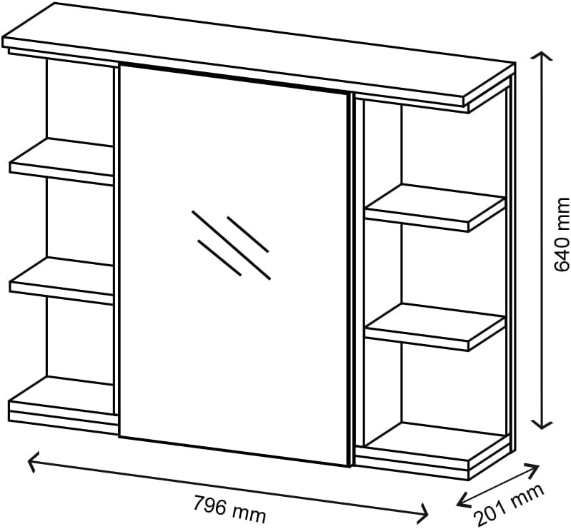 Specchio contenitore bagno Aquis, Bianco, 79.6 x 64 cm, per la conservazione in bagno e combinabile con Aquis