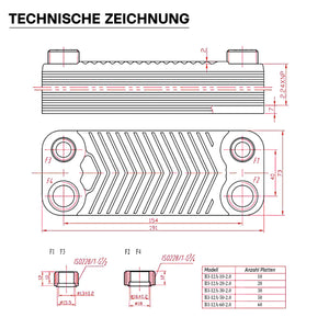 Scambiatore a piastre saldobrasate in acciaio inox, 30 piastre, max 66 kw