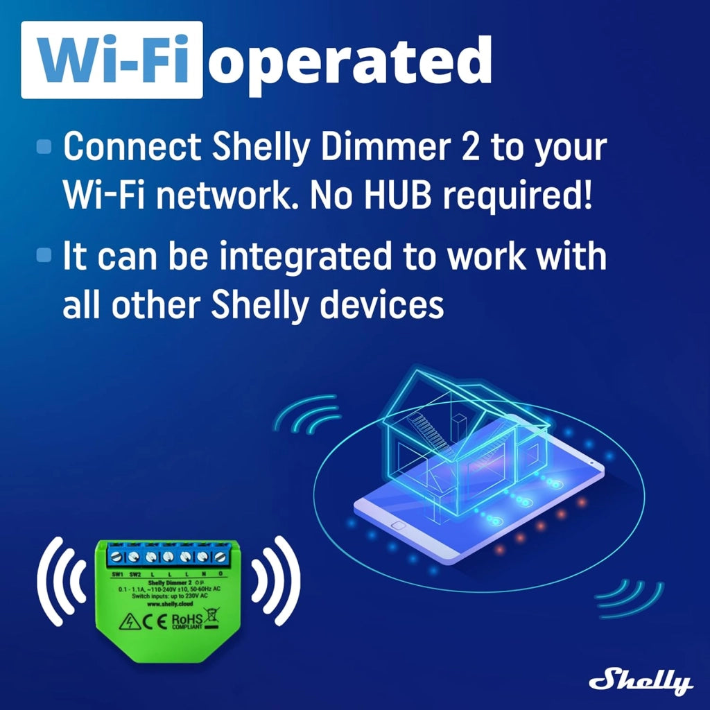 Shelly Dispositivo controllo luci alogene. led. wi-fi. Shelly Dimmer 2 - Pack ML