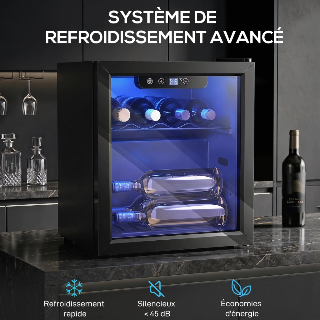 Cantinetta per Vino 12 Bottiglie 36L ¨C zephmum ¨C Nero, Temperatura Regolabile 4-16¡ãC