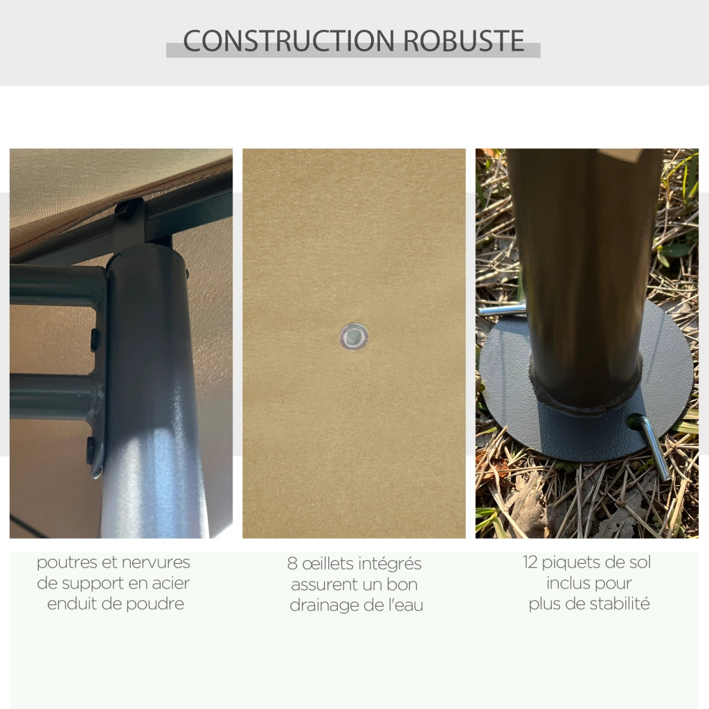 Gazebo per giardino ¨C zephmum ¨C 4x3x2.72 m colore kaki