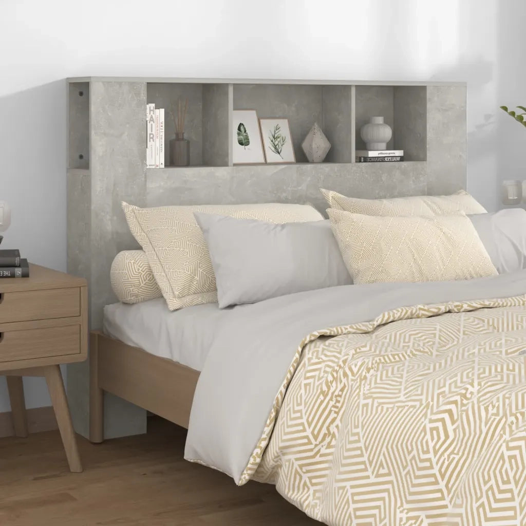 Testiera con Scomparti-Testata con Ripiani Grigio Cemento 140x18,5x104,5 cm
