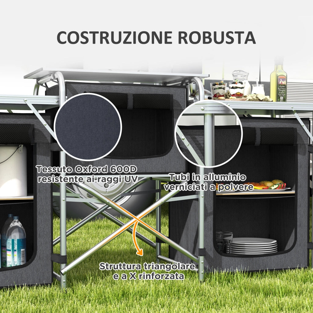 Tavolo da Cucina Pieghevole ¨C Zephmum ¨C Nero 172x48x130 cm