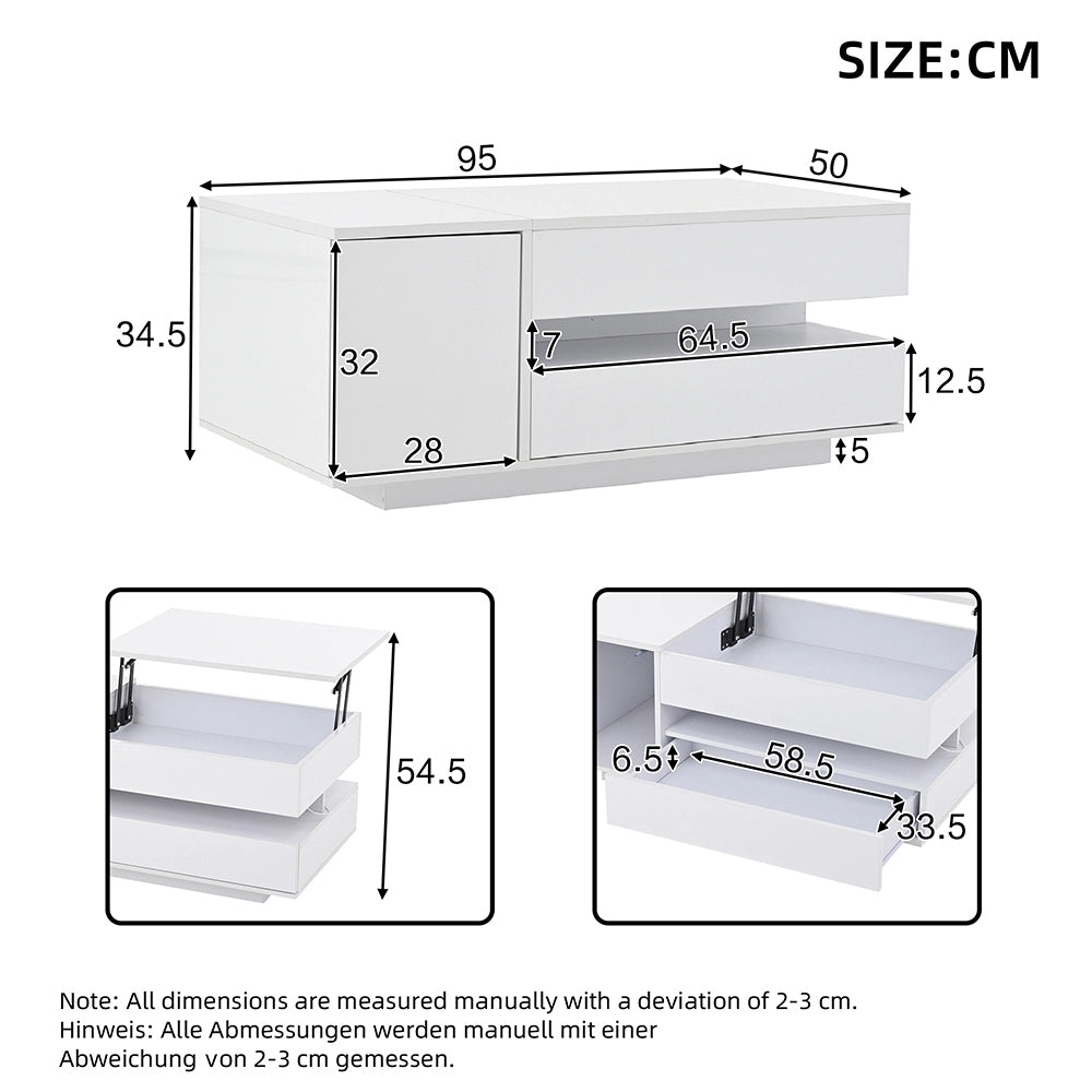 Tavolino regolabile - Xylo - 95x50cm LED con armadio bianco