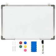 Lavagna magnetica pannello di scrittura per la scuola la casa o l'ufficio cancellabile a secco 60 x 40 cm acciaio bianco 02_0045449
