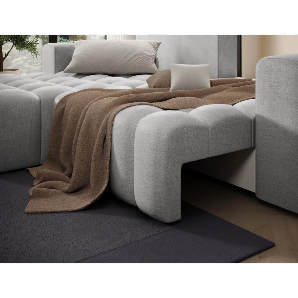 Divano angolare convertibile DORY grigio 250 cm con vano contenitore angolo sinistro