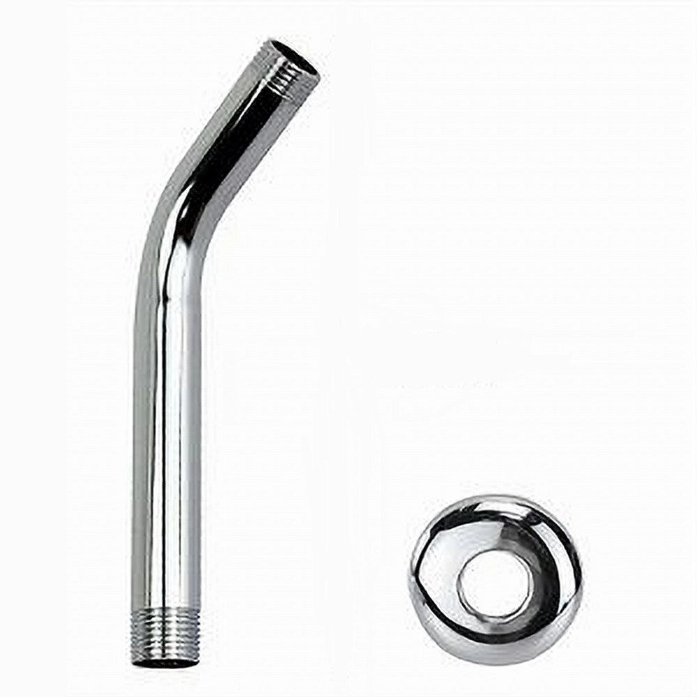 Trade Shop - Braccio Per Soffione Doccia Bagno Tondo In Acciaio Cromato Con Rosone 18cm 59498 -