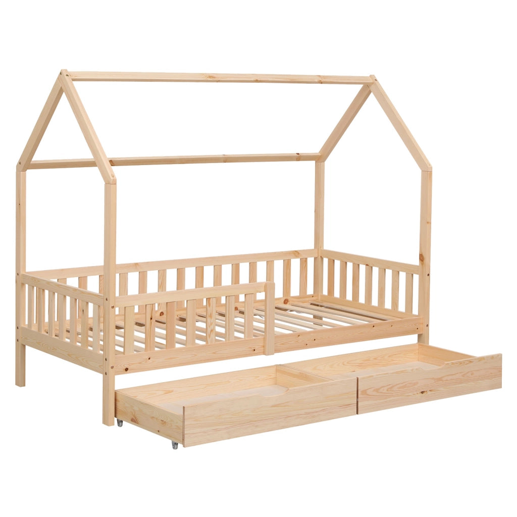 Letto a cabina per bambini 190x90cm in legno con cassetti MARCEAU