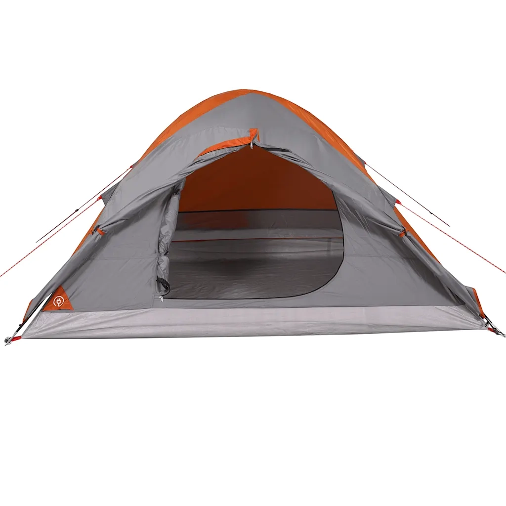 Tenda da Campeggio a Cupola 4 Persone-Tenda per Escursionismo Grigio e Arancione 493087
