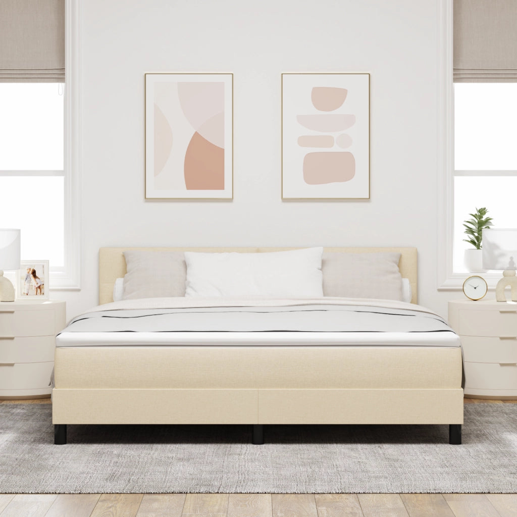 Letto con Box Spring e Materasso & LED Crema 180x200 cm Tessuto