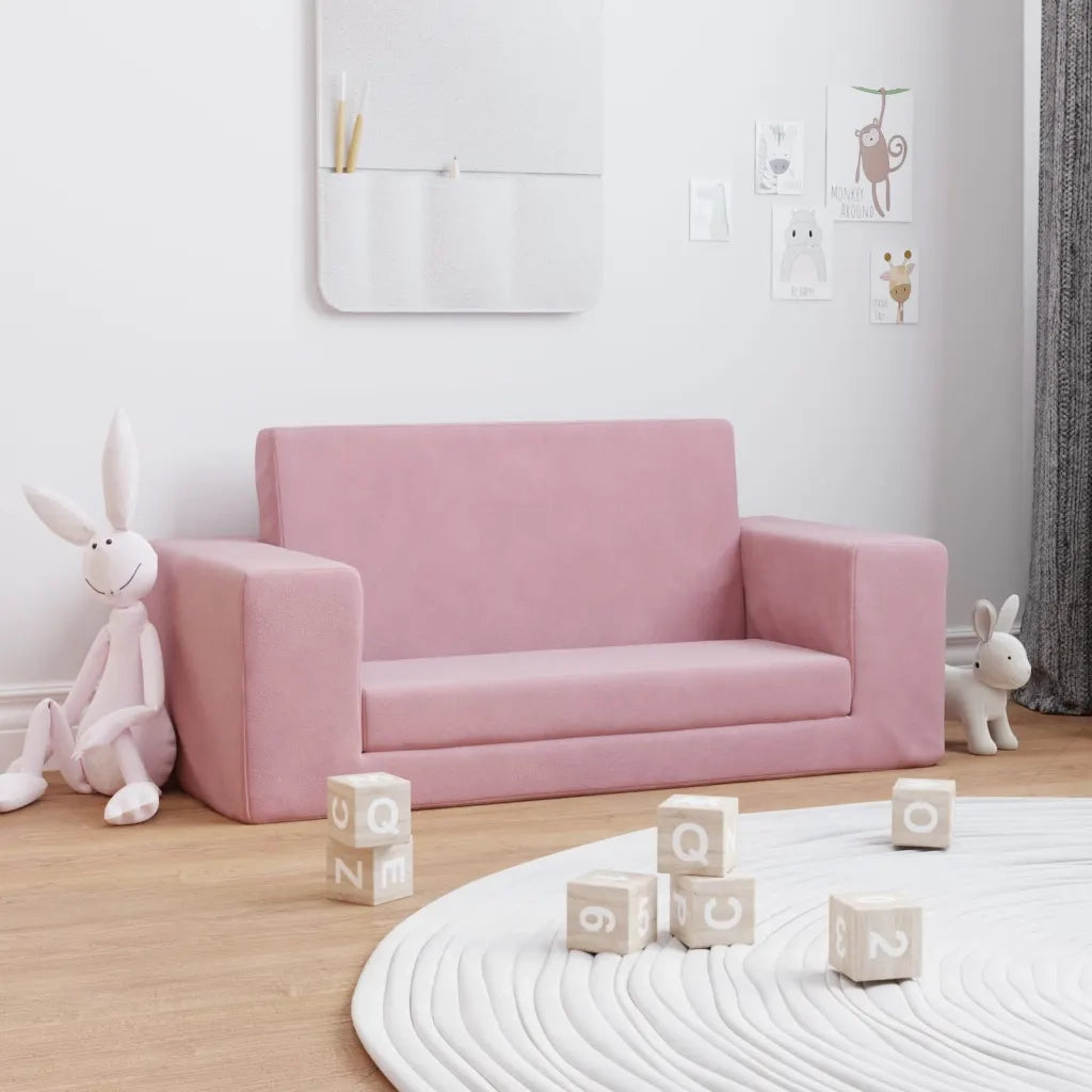 Divano letto | Sof¨¤ letto | Letto singolo per Bambini a 2 Posti Rosa in Morbido Peluche