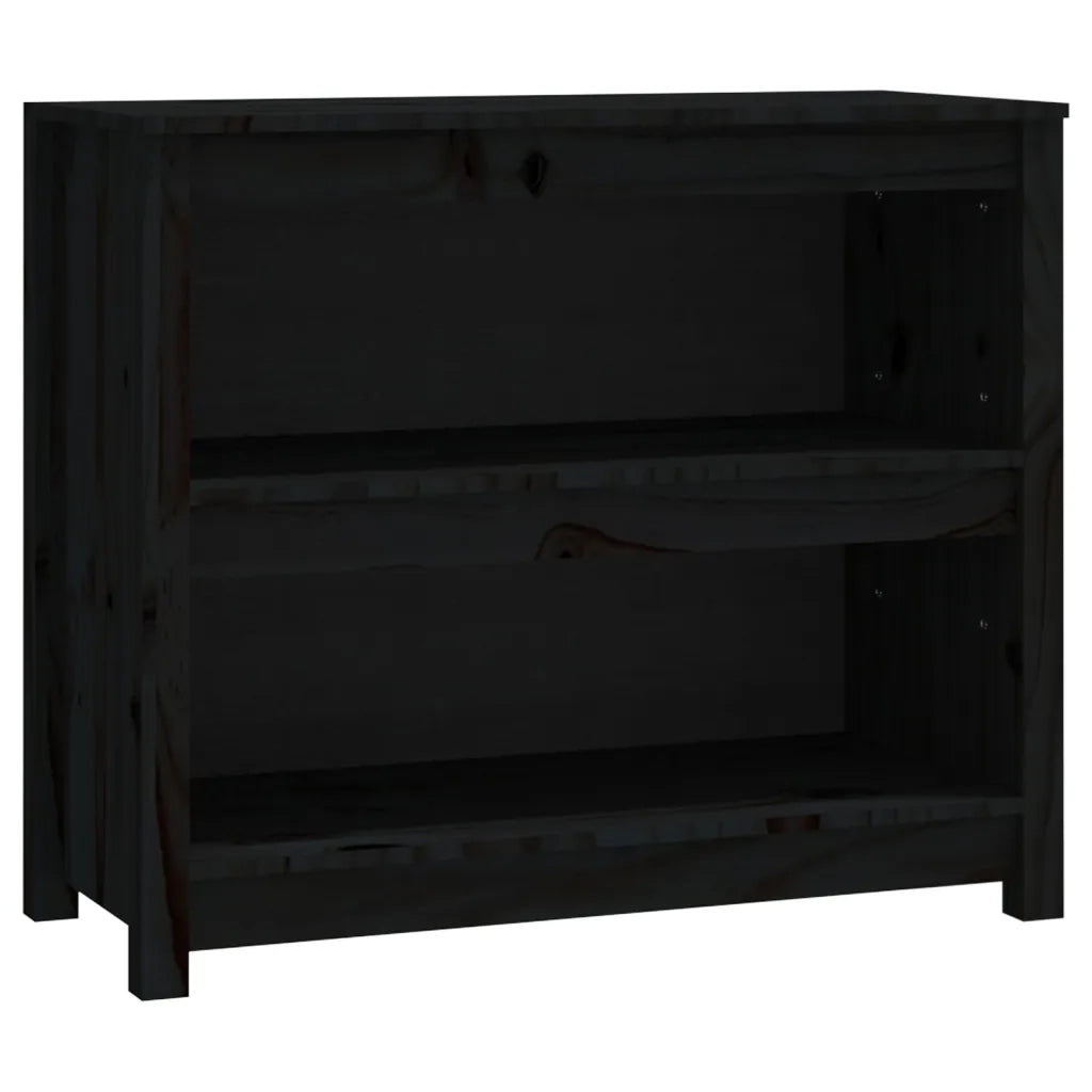 Libreria-Scaffale per Libri-Mobile di Stoccaggio Nera 80x35x68 cm in Legno Massello di Pino