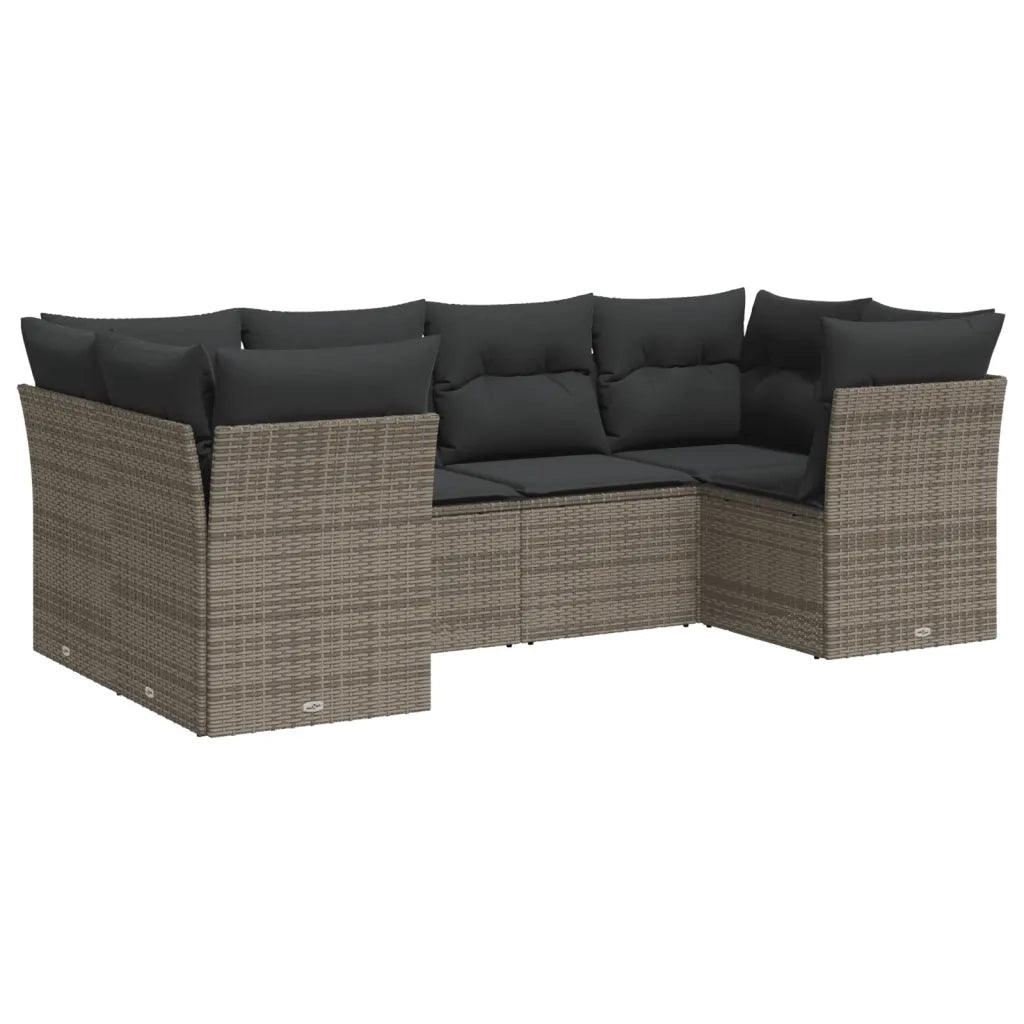 Set Divano da Giardino 6 pz con Cuscini Grigio in Polyrattancod mxl 115801