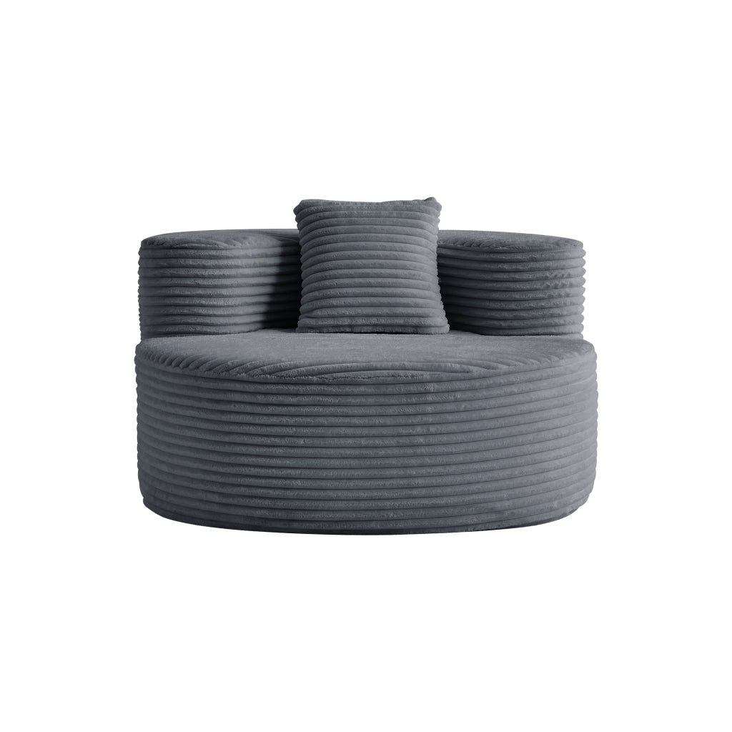 Poltrona pouf con cuscino in flannelette e schiuma; 112×105×59 cm; grigio scuro