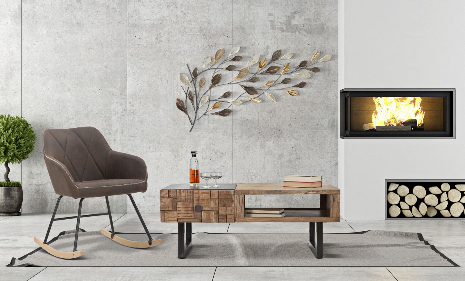 Tavolo da Caffé Rettangolare Mumbai 110x60x43 cm in Legno di Acacia e in Ferro Marrone e Nero