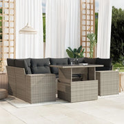 Set Divani da Giardino 7pz con Cuscini Grigio Chiaro Polyrattan
