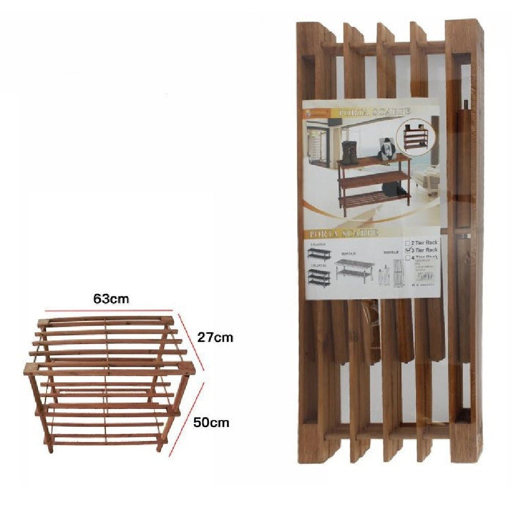 Trade Shop - Scarpiera Porta Scarpe 3 Piani Ripiani In Legno Scaffale Mobile 63x27x50cm 35974 -