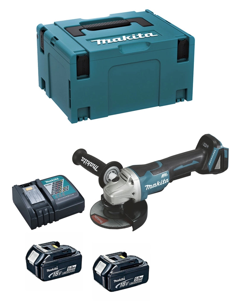Mini-Smerigliatrice MAKITA DGA508RTJ (2 x 5,0 Ah + DC18RC + MAKPAC 3)