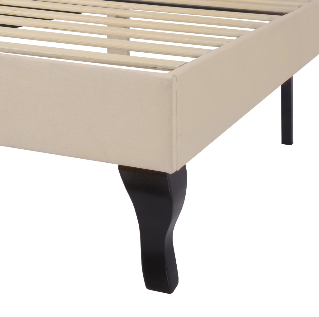 Letto imbottito 90x200 cm con rete a doghe e testiera regolabile in velluto beige