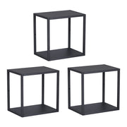 Set Nostened di 3 Mensole da Muro 28 x 28 x 20 cm in Acciaio - Nero [en.casa]