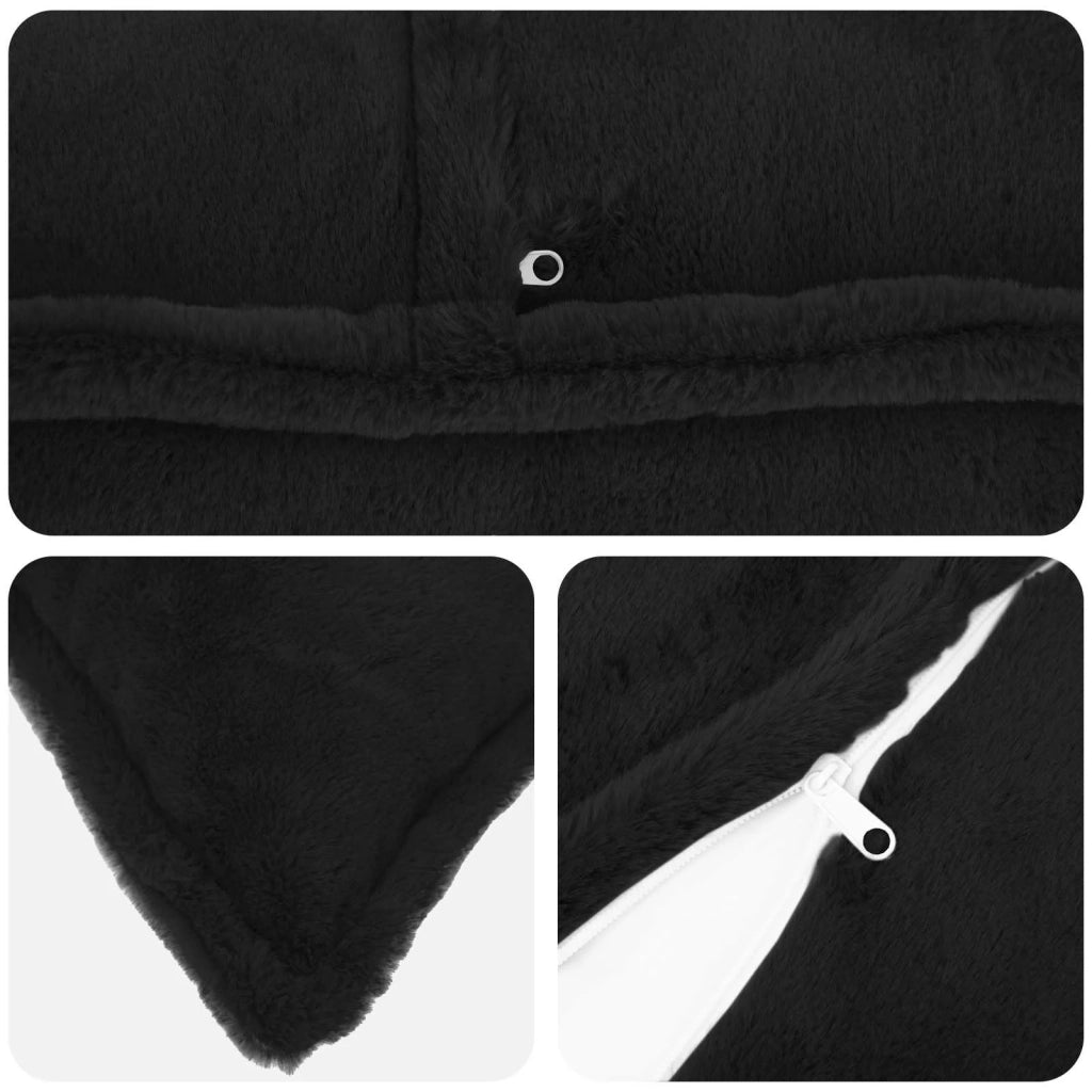 Federa 2 pz HOUTEN Nero 40 x 145 cm Pelliccia di Coniglio Finta 917401