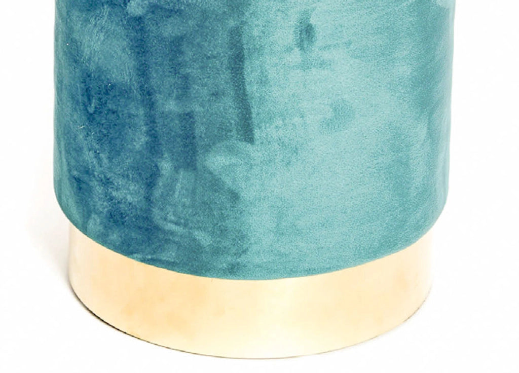 Pouf Salotto/Camera Rotondo Imbottito Modello Cilindro Velvet In Tinta Unita - Pouf - Petrolio