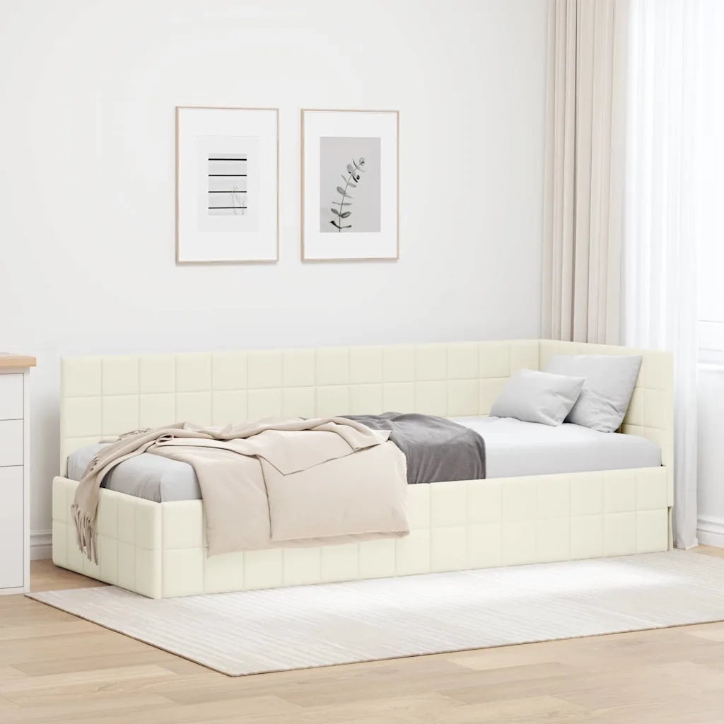 Cornice del letto ad angolo Crema 80 cm x 200 cm Velluto