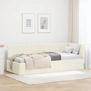 Cornice del letto ad angolo Crema 80 cm x 200 cm Velluto