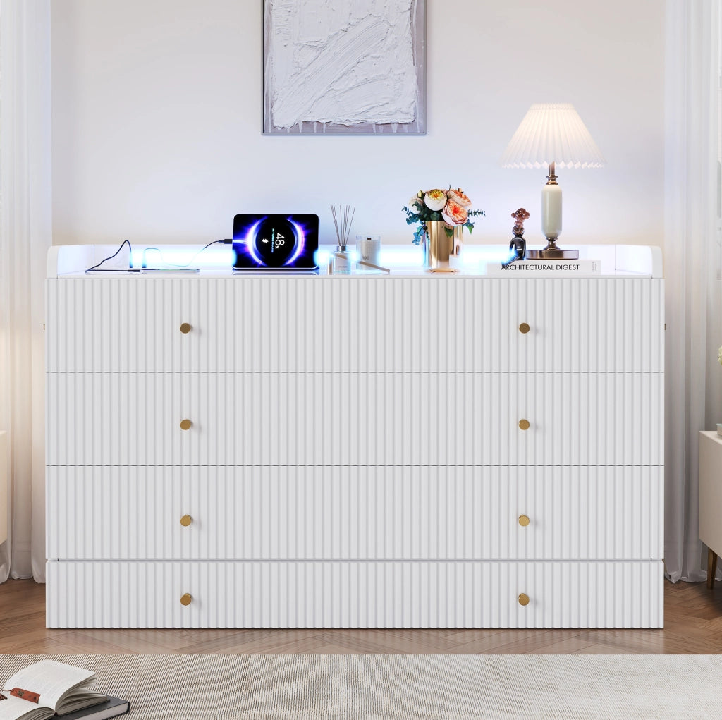 Letto a scomparsa 140x200 cm con cassetti, LED, USB e presa