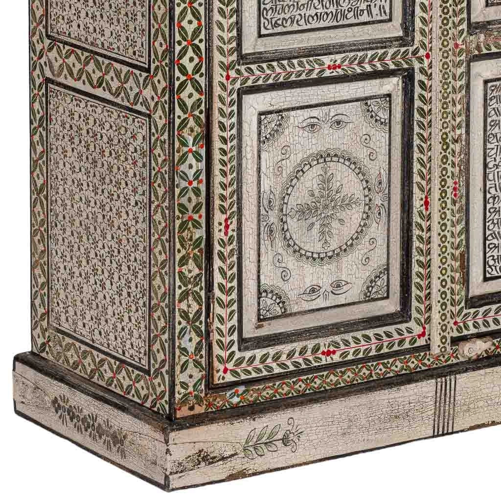 Armadio in legno verde dipinto a mano 92x42x183 cm