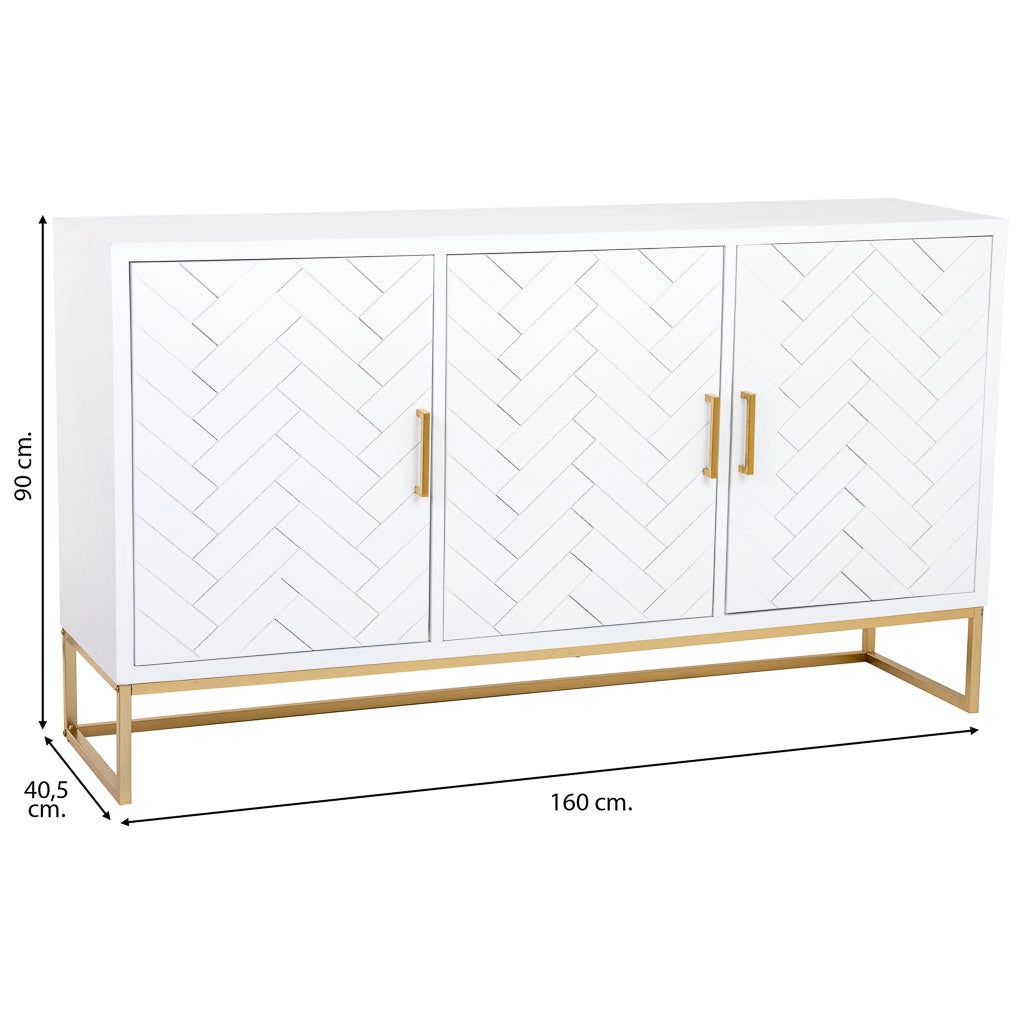 Credenza 3 ante in legno e metallo 160x41,5x90h cm