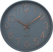 Orologio da parete non ticchettante 12 pollici a batterie quartz, rotante per soggiorno, camere da letto, ufficio, cucina, classe camera (grigio, rosa, oro)