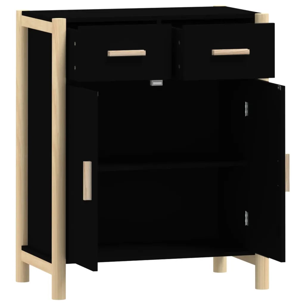 Credenza | Madia | Buffet da pranzo | Armadio da pranzo Nera 62x38x75 cm in Legno Multistrato