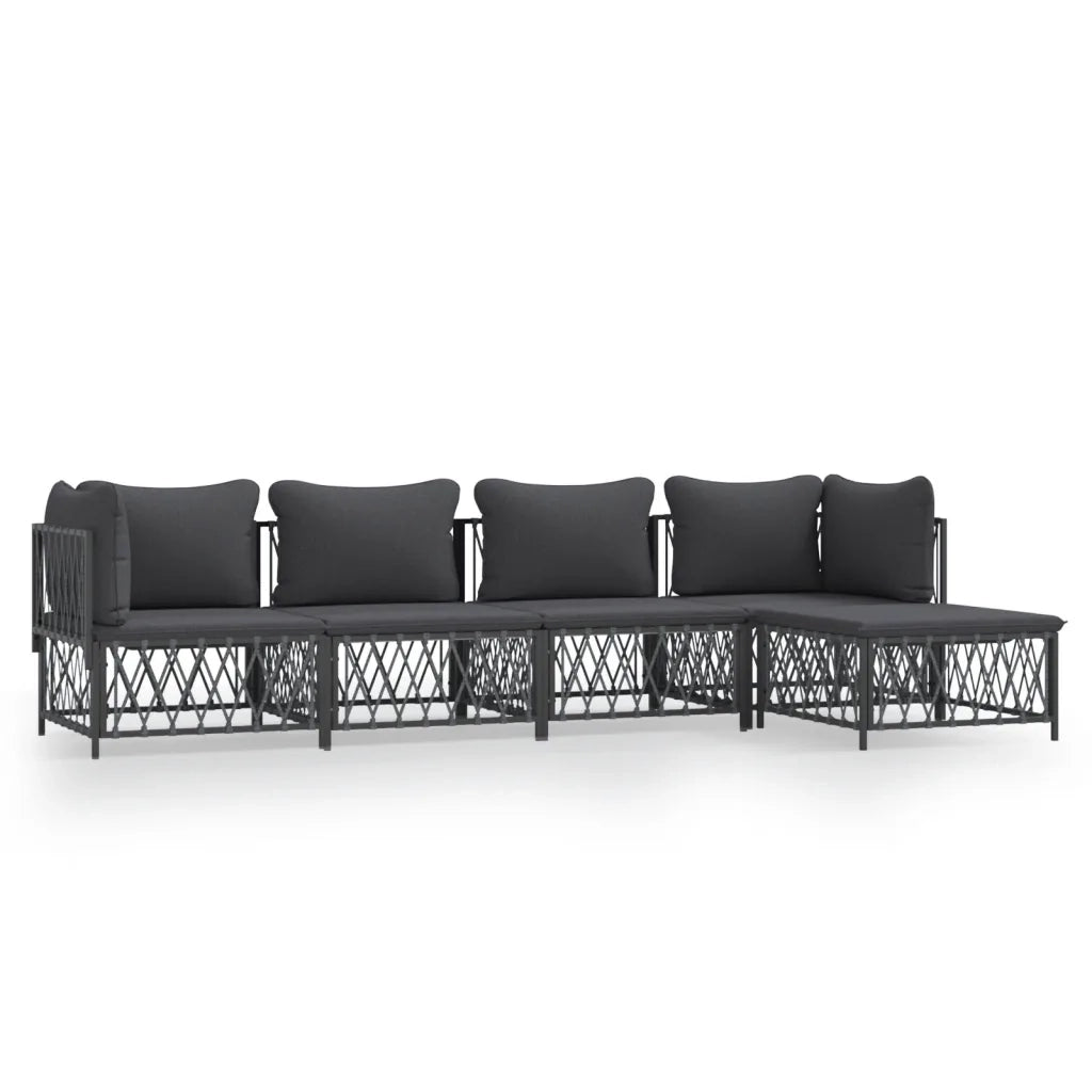 Set Salotto da Giardino 5 pz con Cuscini in Acciaio Antracitecod mxl 124516