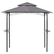 Gazebo Beige Tessuto Grigio Acciaio 240 x 148 cm Telaio in metallo Tettoia con ganci e mensole Padiglione da giardino