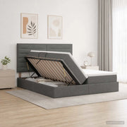 Letto con Contenitore Grigio Scuro 200 x 200 cm Tessuto 3459784