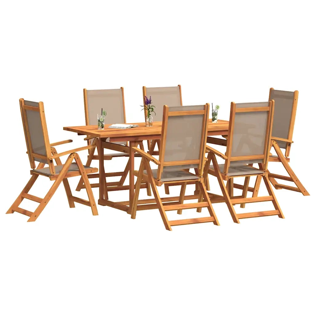 Set Pranzo da Giardino 7pz Legno Massello di Acacia e Textilene 3279325