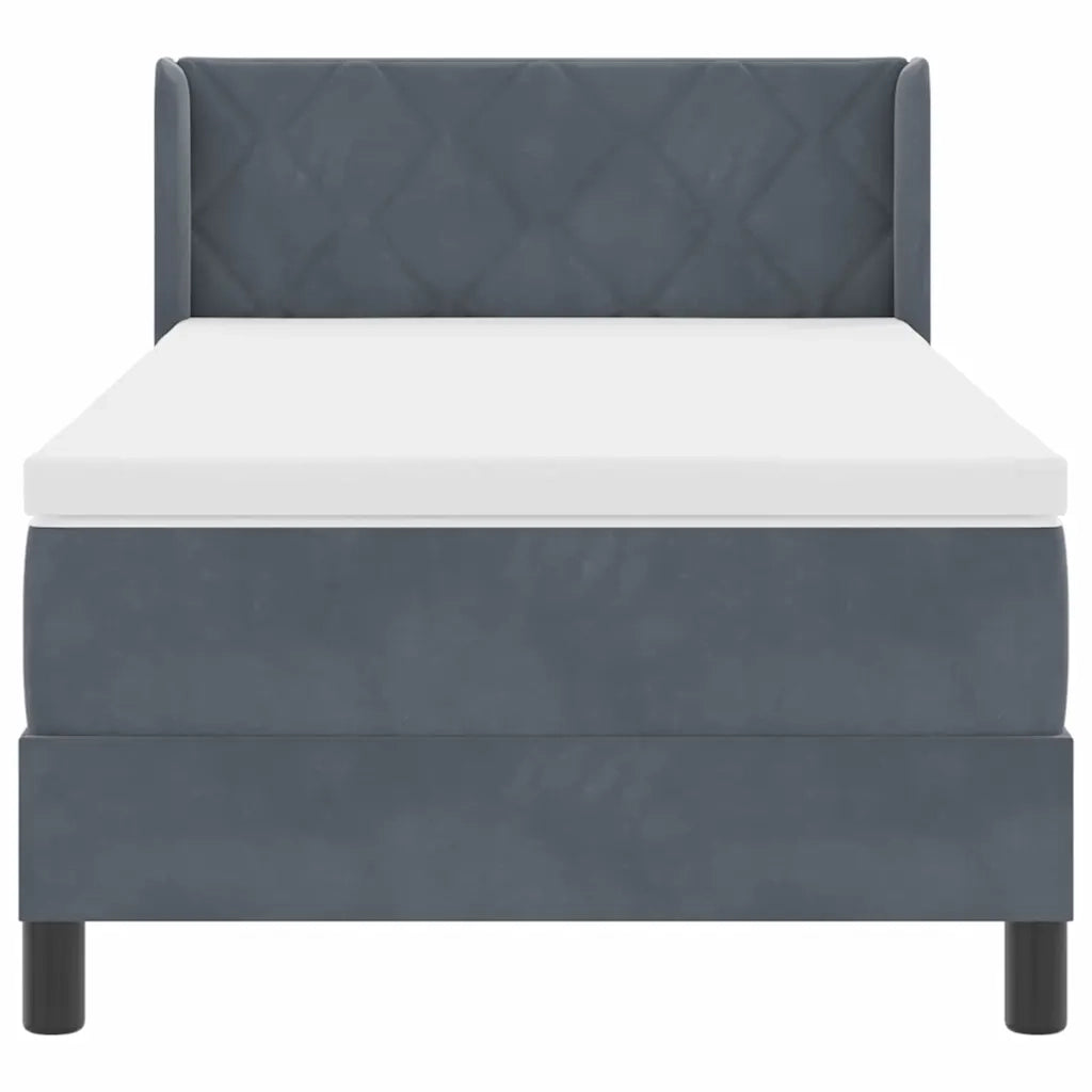 Letto a molle con testiera Grigio scuro 200 x 90 cm Velluto 3341505