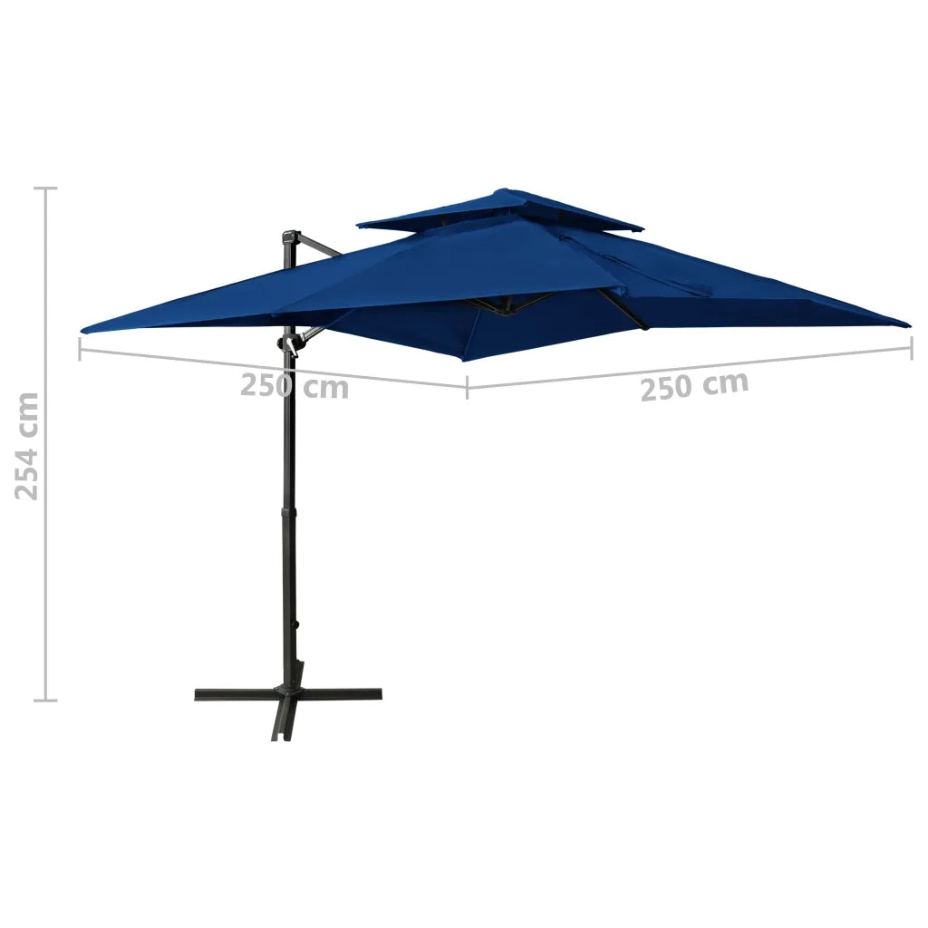 Ombrellone a Sbalzo con Doppia Copertura 250x250 cm Azzurro
