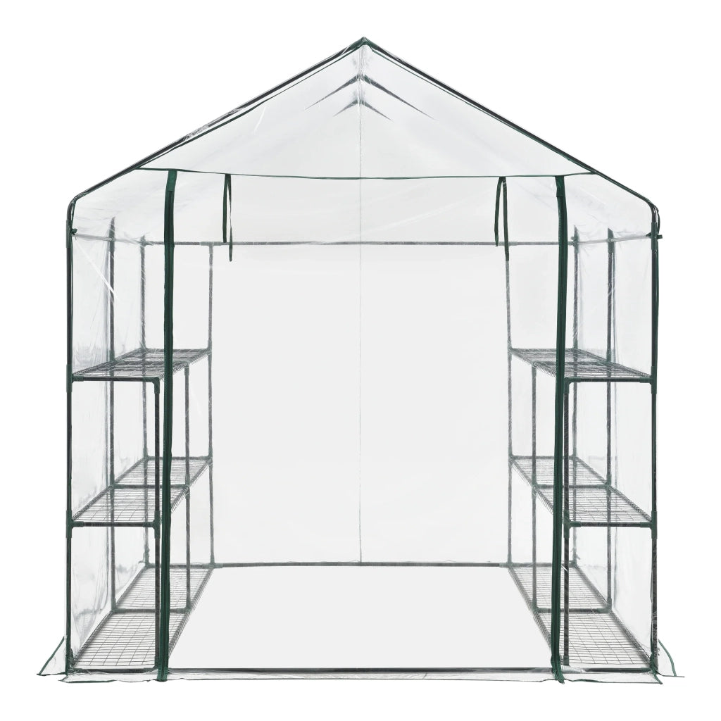 Serra da giardino in acciaio e PVC con ripiani integrati 200 x 200 x 220 cm 03_0008249