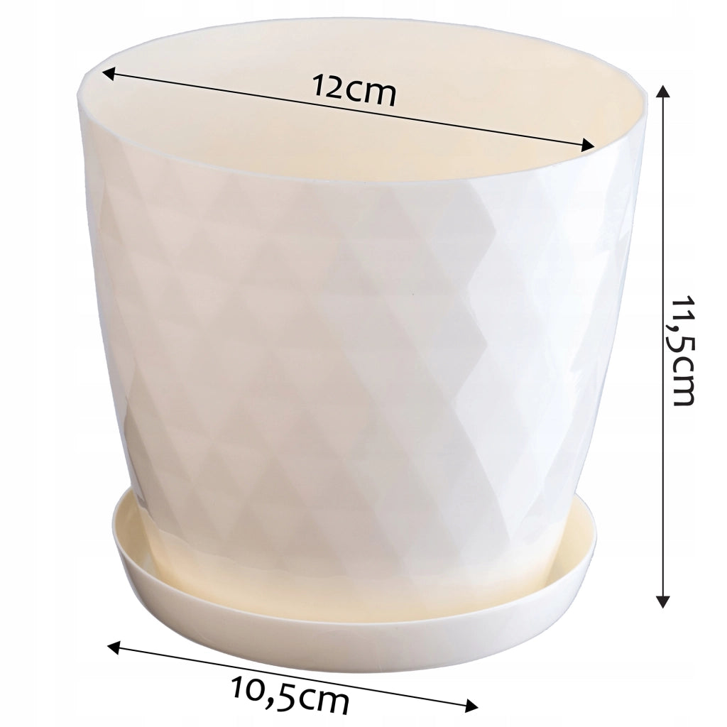 Vaso da fiori in plastica KADAX con supporto, coprivaso, 12 cm, crema, Kadax