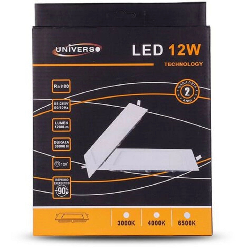 Trade Shop - Pannello Led Slim 12w Incasso Quadrato In Pvc Luce Caldo Freddo Naturale P155aq -